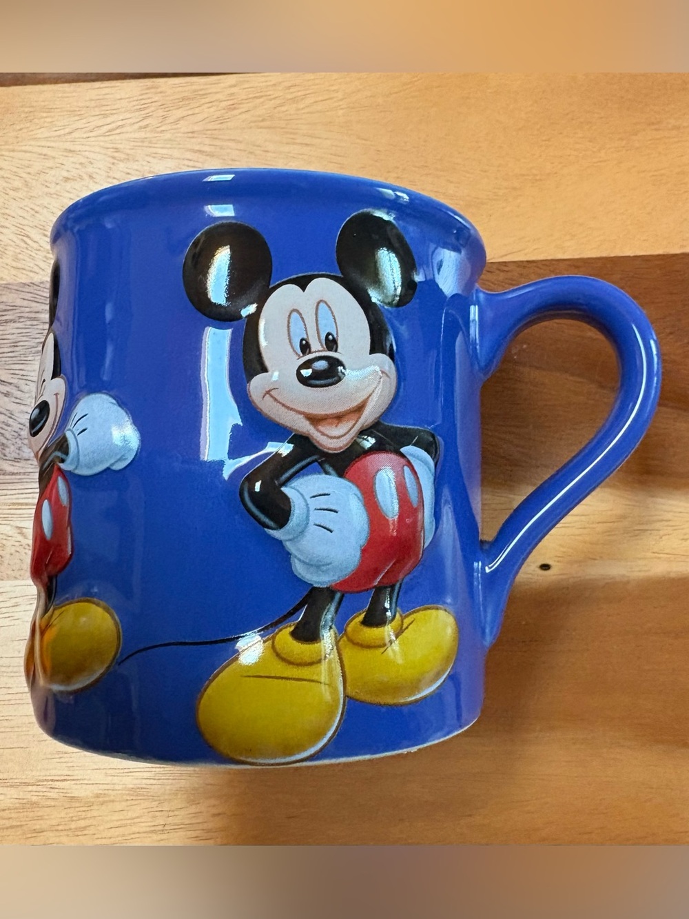 Large Disney Blue Mickey Mouse Ceramic Mug with Colorful Character Art